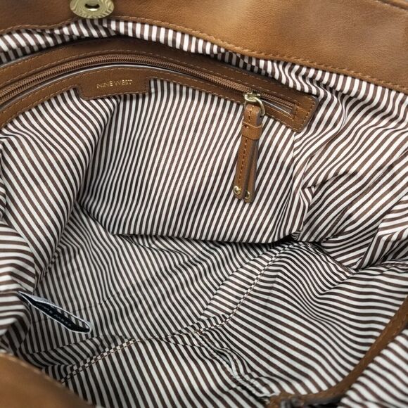 Brown With Metal Studded Nine West Shoulder Bag - Picture 6 of 11